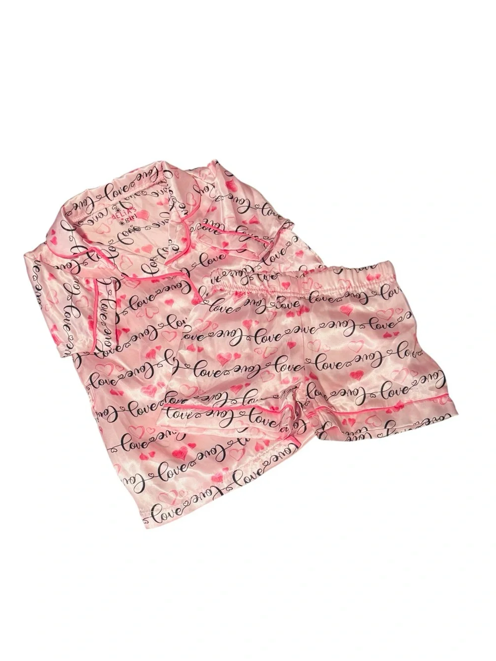 Girls Pink 'Love' Short Pajama Set NWOT size 4T